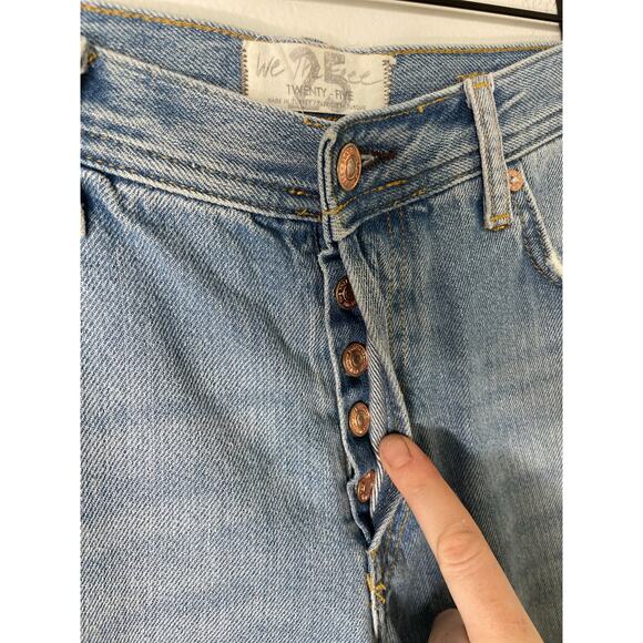 Free People Maggie Ripped Crop Baggy Jeans Size 25 Busted Knee Distressed - Picture 4 of 9